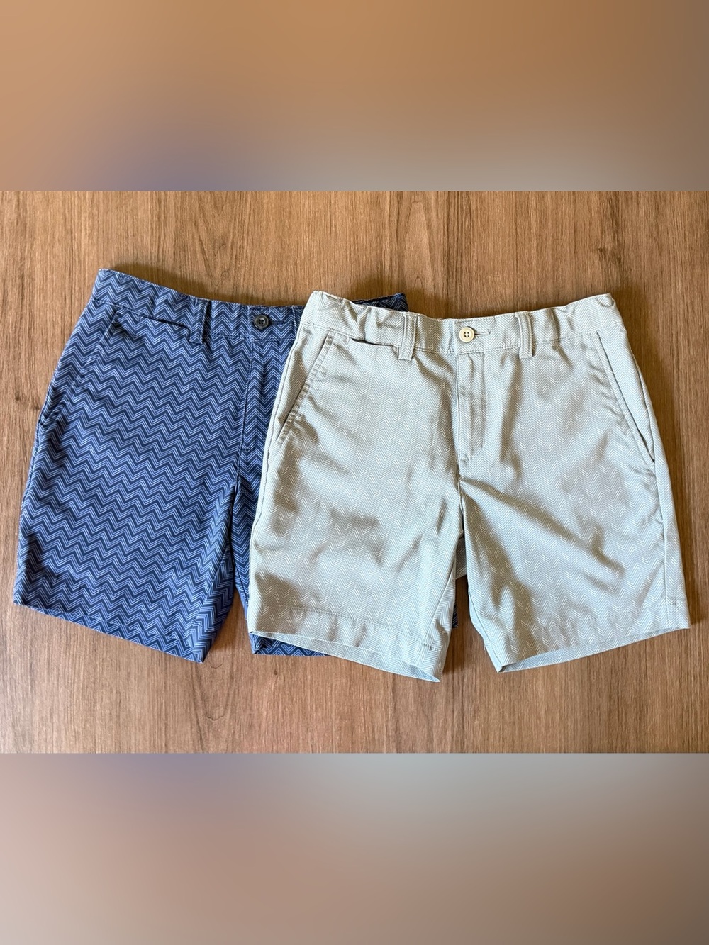 2 pack PGA Tour Boy’s Chevron Performance Shorts - Blue & Light Gray Size 8
